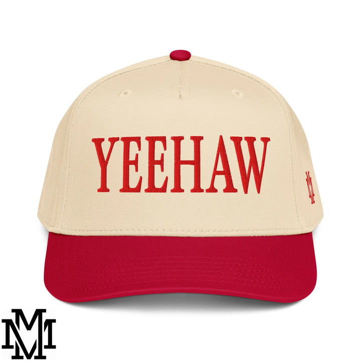 Yeehaw Embroidered Baseball Snapback Hat - Red Natural