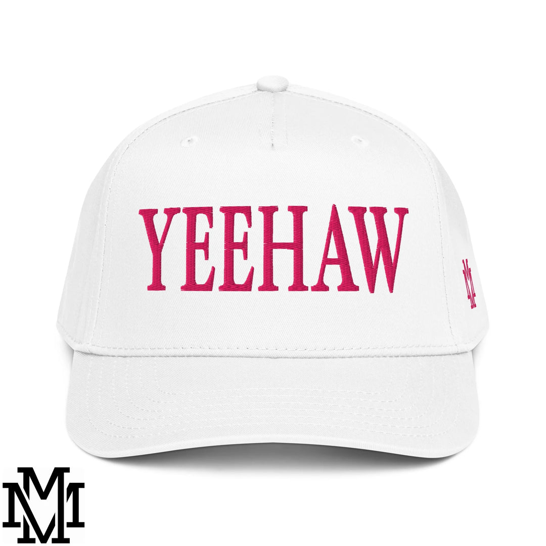 Yeehaw Embroidered Baseball Snapback Hat - White