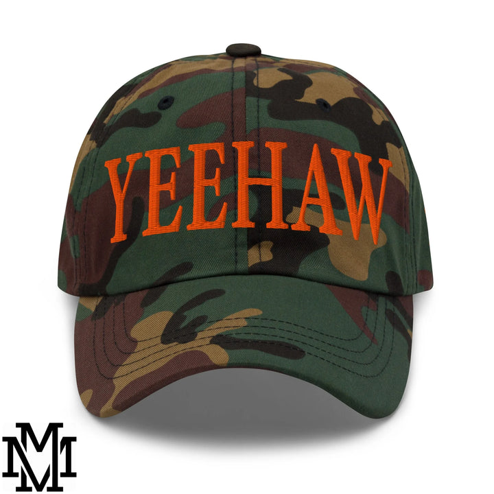 Yeehaw Embroidered Unstructured Dad Hat - Green Camo