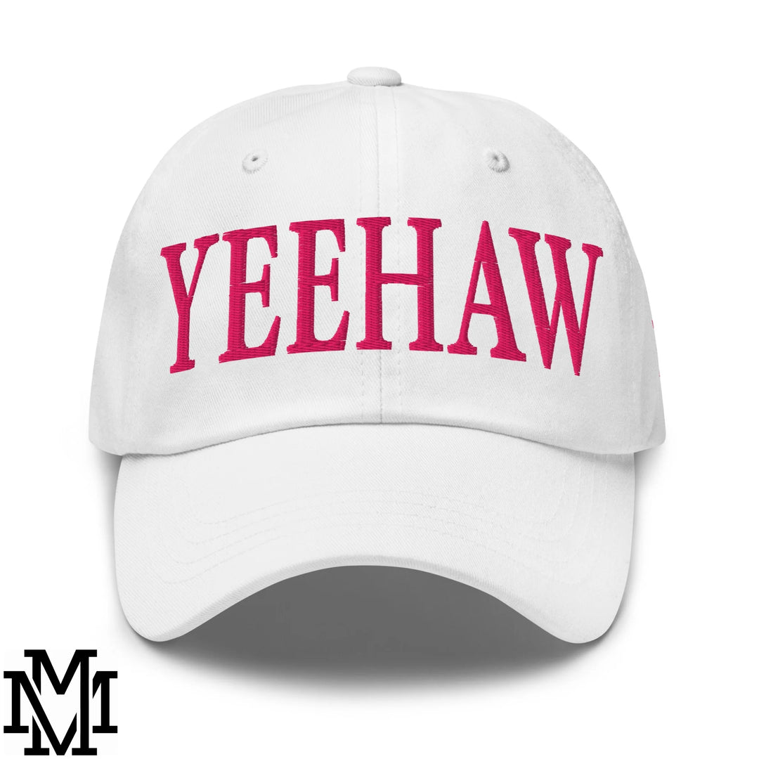 Yeehaw Embroidered Unstructured Dad Hat - White
