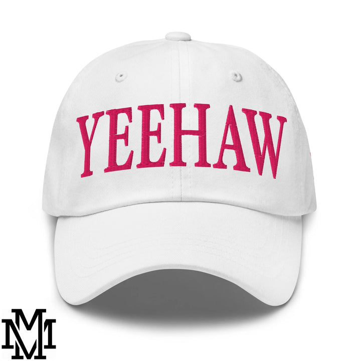 Yeehaw Embroidered Unstructured Dad Hat - White